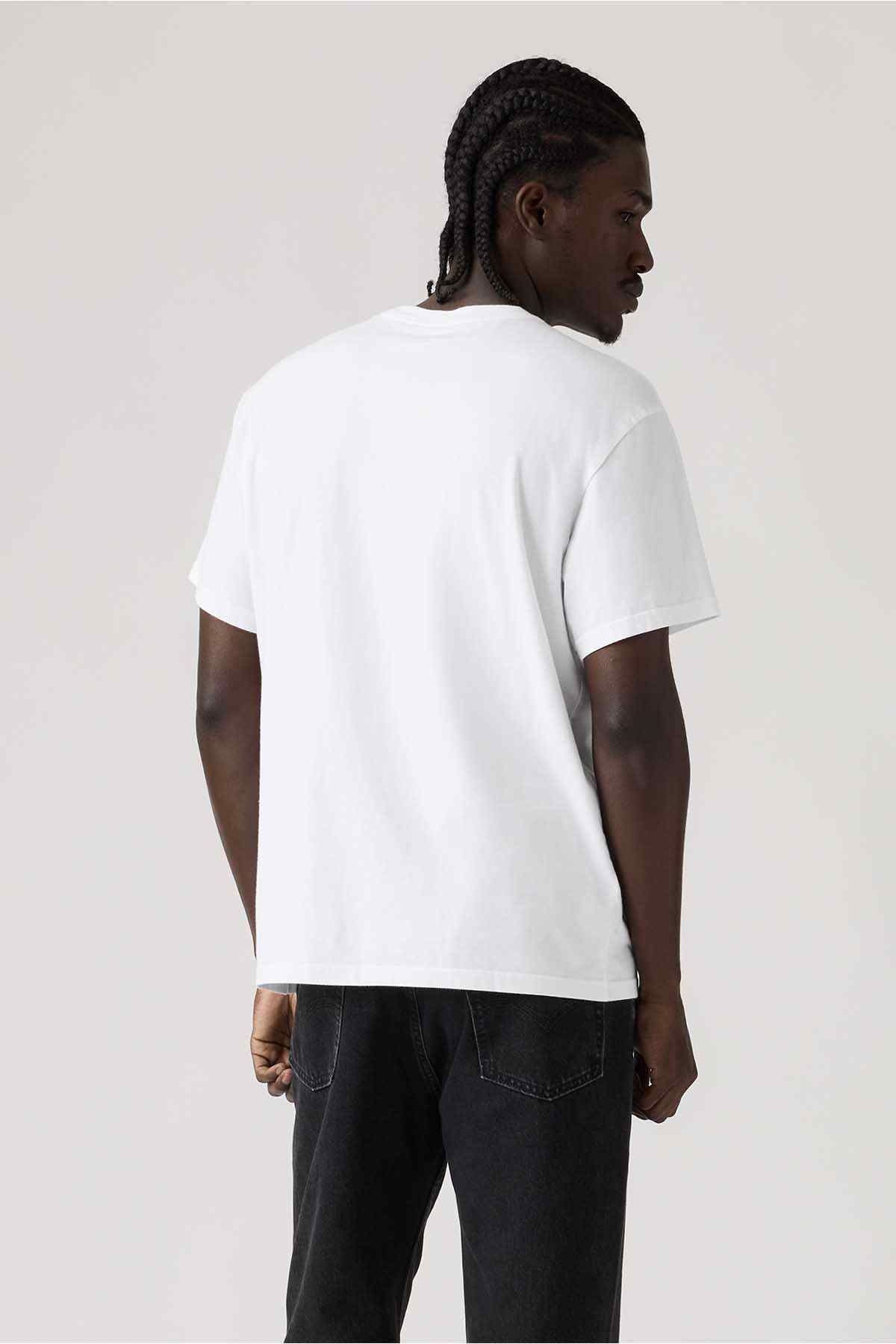 Men's white Levi's T-shirt, back view, crew neck and short sleeves