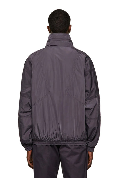Diesel violet windbreaker jacket, back view with ribbed hem