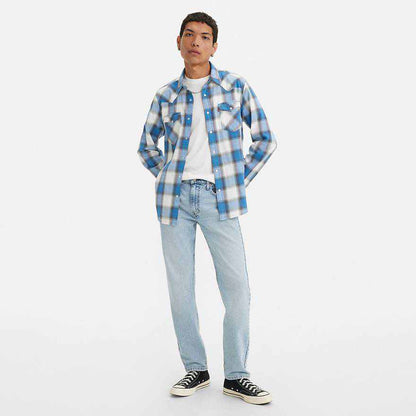 Levi's light indigo denim jeans with straight leg and five-pocket design