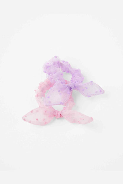 Pastel multi ruffle flower bow hair accessory with sheer layered petals