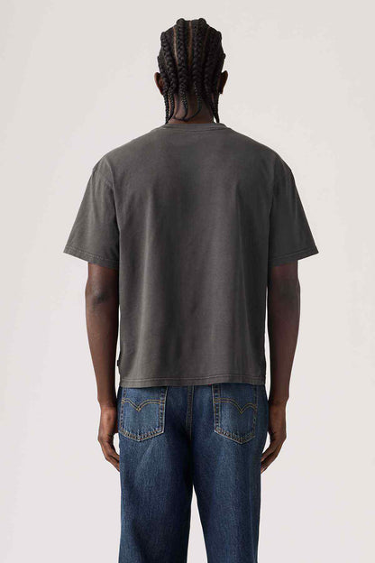 Levi's dark gray crew-neck T-shirt, back view, short sleeves