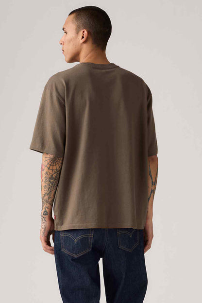 Brown short-sleeve crew-neck T-shirt, back view