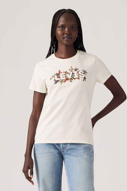 Levi's logo crewneck T-shirt, white short sleeves with colorful front graphic