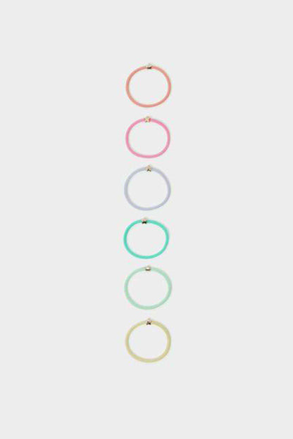 Pastel multi bangle set of 6 snap bracelets with star charms