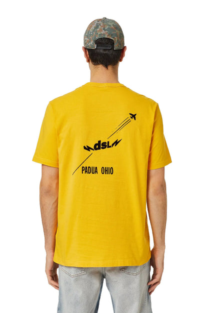 Yellow Diesel crew-neck T-shirt with back “PADUA OHIO” graphic