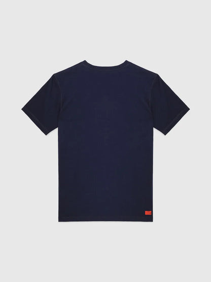 Diesel navy short-sleeve T-shirt with small flag label at hem