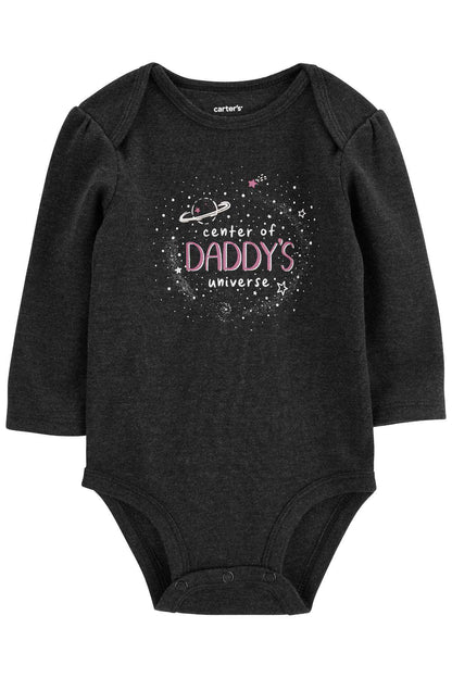 CARTER'S dark gray long-sleeve bodysuit with Center of Daddy's Universe print