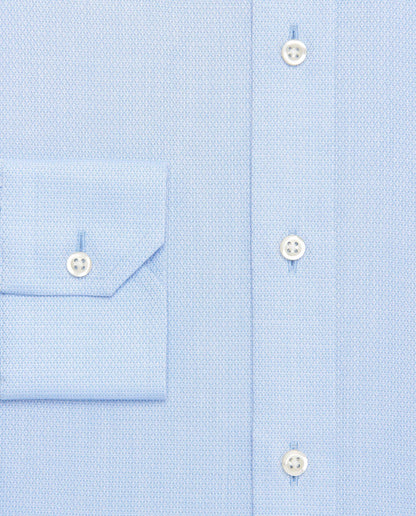 Light blue dress shirt close-up of vertical placket and white buttons