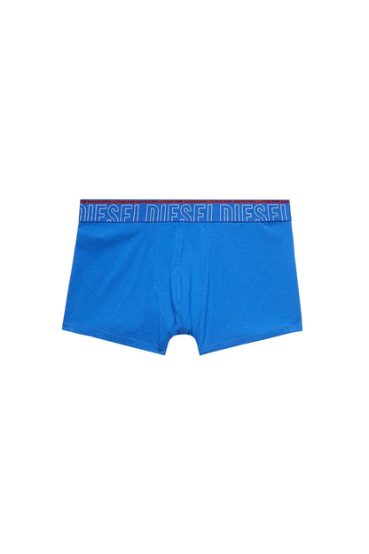 Men's blue boxer briefs with elastic logo waistband