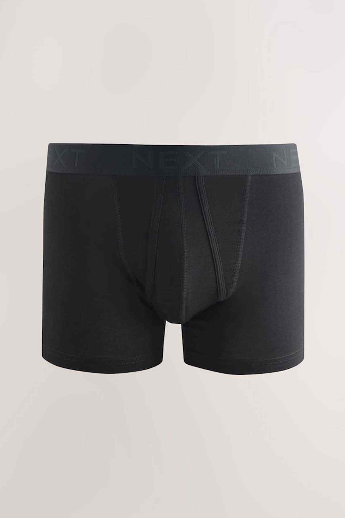 Black boxer briefs with NEXT logo waistband and stitched front pouch