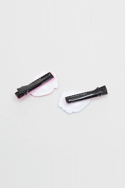 Babyshop black hair clips with white cloud-shaped backing