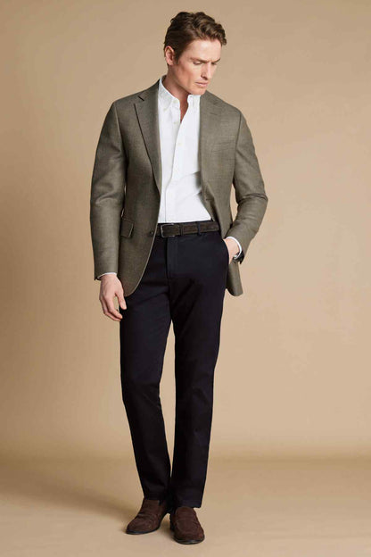 Charles Tyrwhitt suit jacket and trousers set, gray blazer with notch lapels and trousers