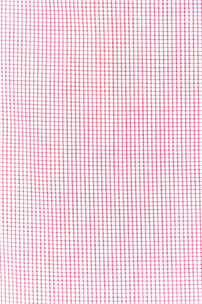 Red check fabric texture swatch with fine grid pattern