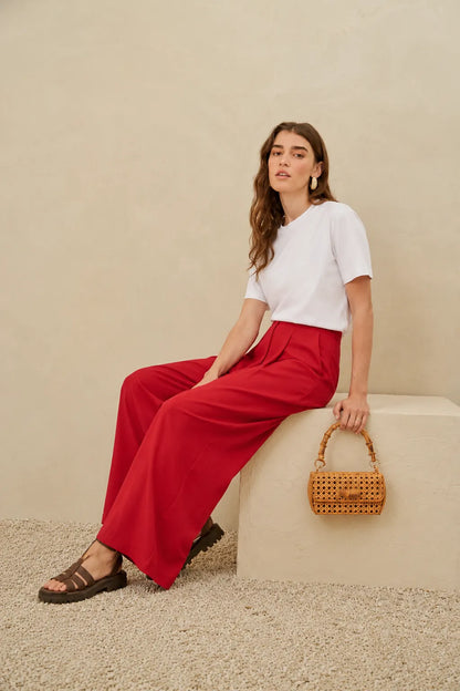 White crew-neck short-sleeve t-shirt with relaxed drape