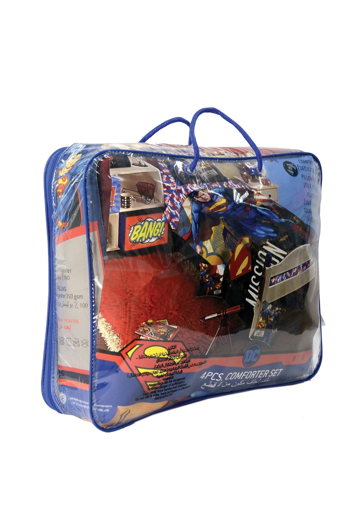 Disney 4-piece comforter set in clear zip carry bag with printed graphics