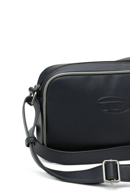Diesel black crossbody bag with embossed logo and adjustable webbing strap