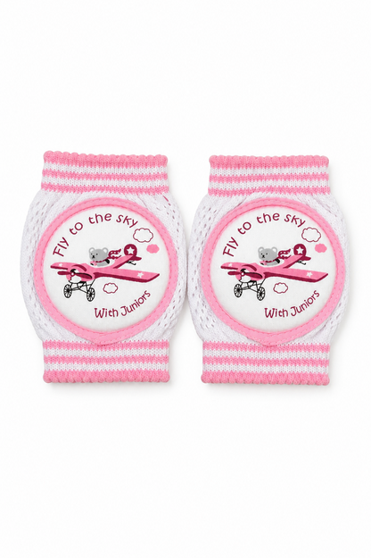 BABYSHOP baby socks, pair view, white with pink ribbed cuffs and logo patch