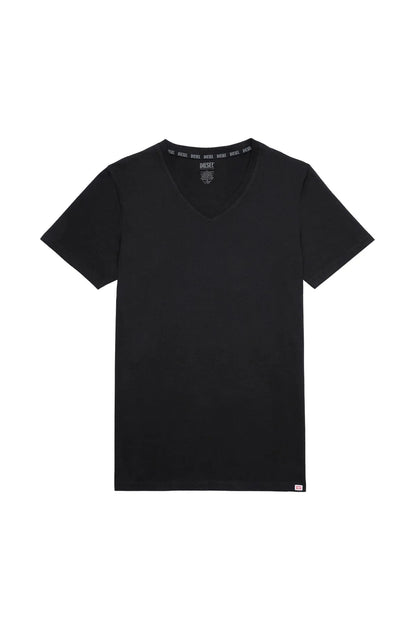 Black V-neck T-shirt with short sleeves