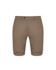 Beige chino-style shorts with button closure and belt loops