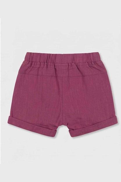 BABYSHOP baby shorts, deep mauve elastic waistband and side pockets