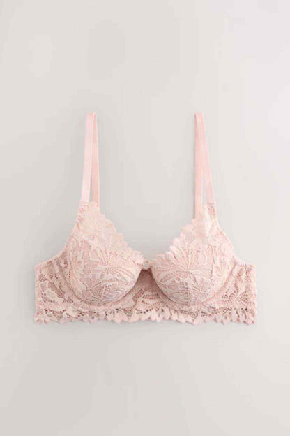 Light pink lace balconette bra