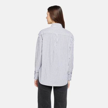 Levi's striped button-up shirt back view with full sleeves and button placket