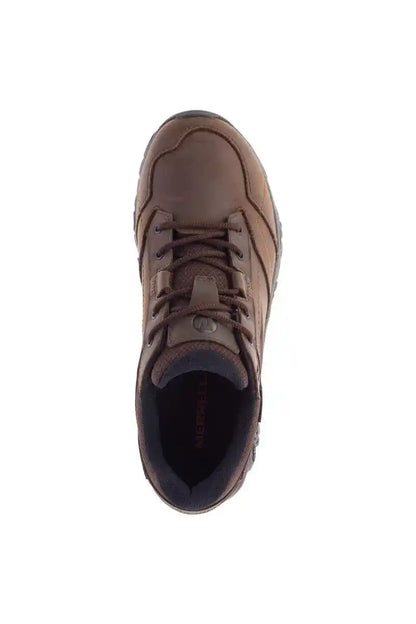 Merrell athletic shoes, brown lace-up upper with dark interior lining