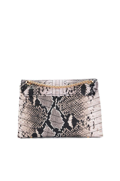 Dune London snakeskin-print clutch bag with gold-tone clasp and zipper, black and gray