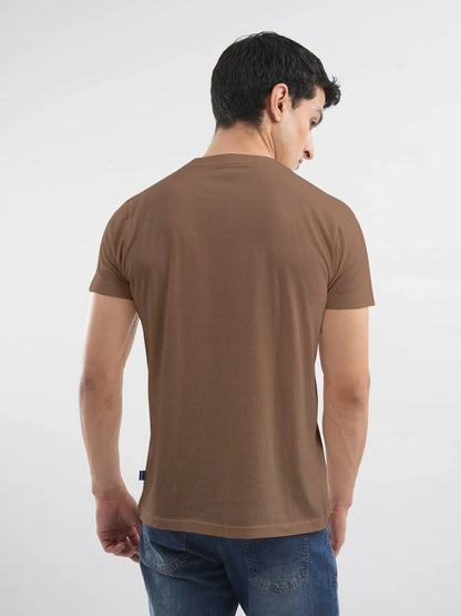 Brumano brown cotton crew-neck T-shirt, back view