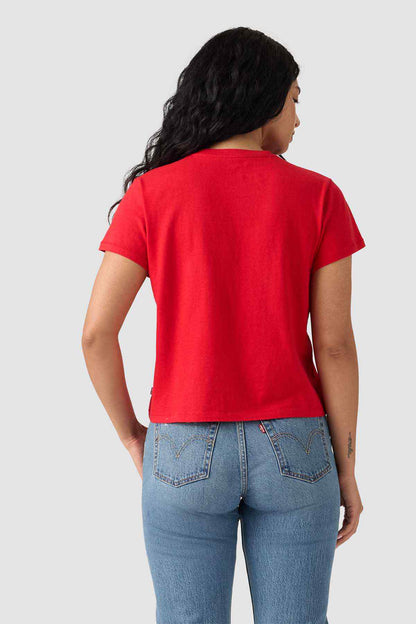 Red crew-neck T-shirt with back logo print