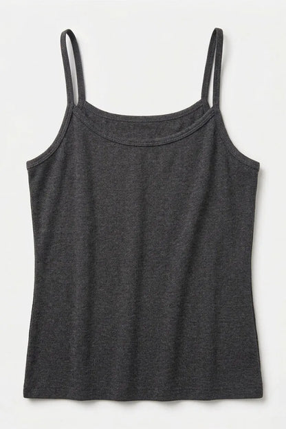 MEME dark heather gray camisole tank with thin spaghetti straps