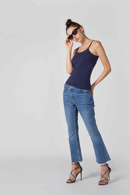 Navy camisole tank top with spaghetti straps