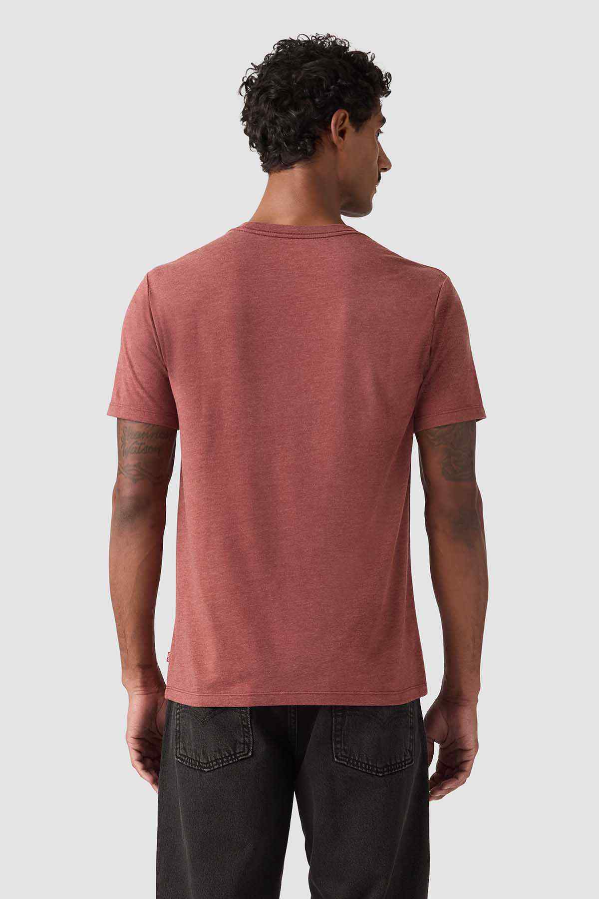 Red crewneck T-shirt with short sleeves
