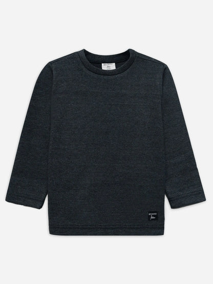 Brumano junior dark grey cotton crewneck sweatshirt, 3/4 sleeves