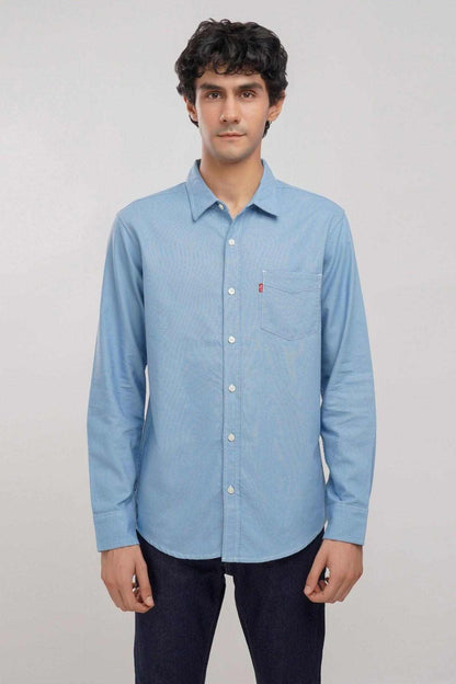 Levi's light blue button-up shirt with chest pocket, long sleeves