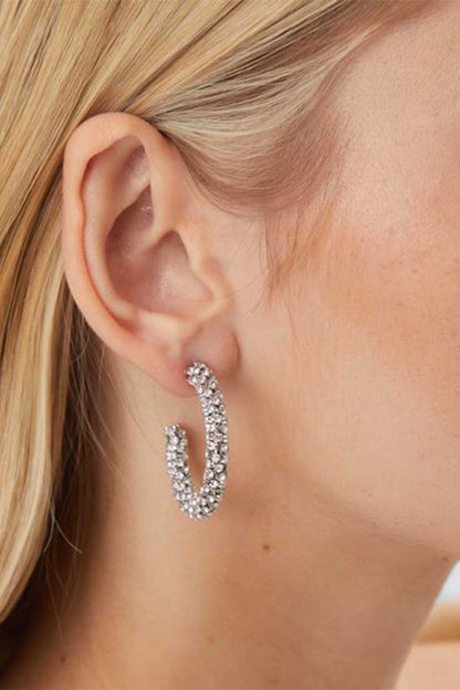 Silver pavÃ© hoop earring
