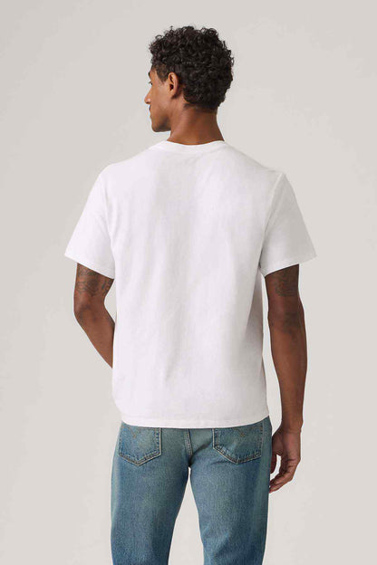 Men's white crew-neck T-shirt, short sleeves (back view)