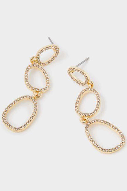 Accessorize gold rhinestone oval drop earrings