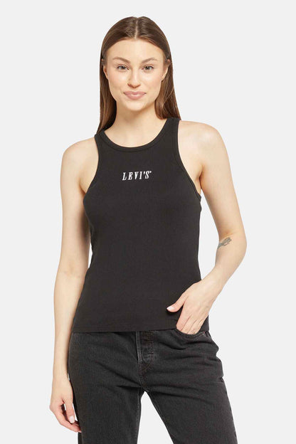 Levi's black sleeveless tank top with crew neck and front logo