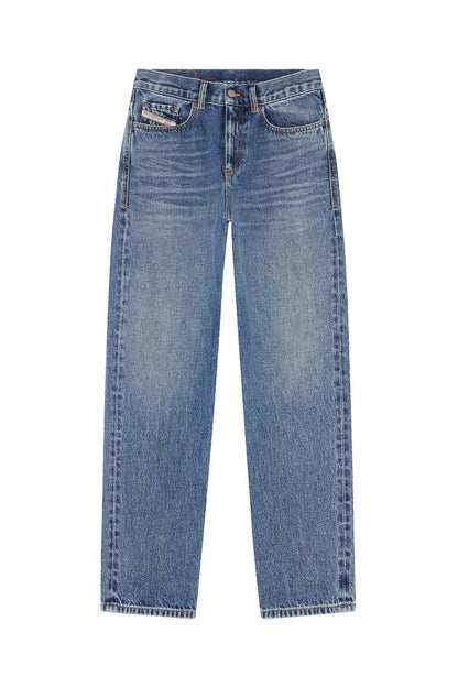 Diesel blue denim jeans, straight-leg with zip fly and side pockets