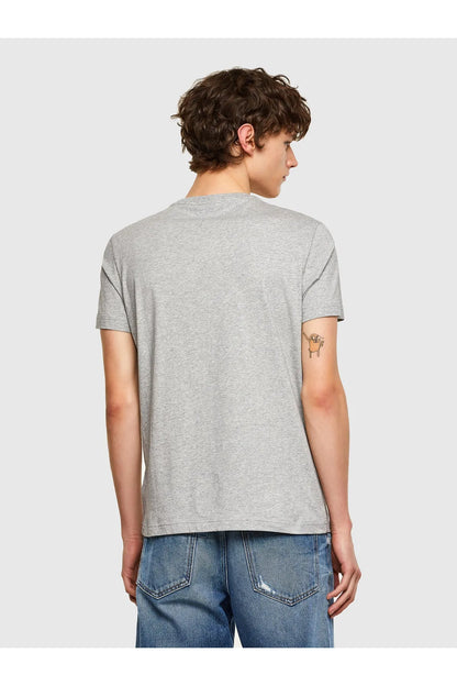Light grey heather T-shirt, crew neck, plain back