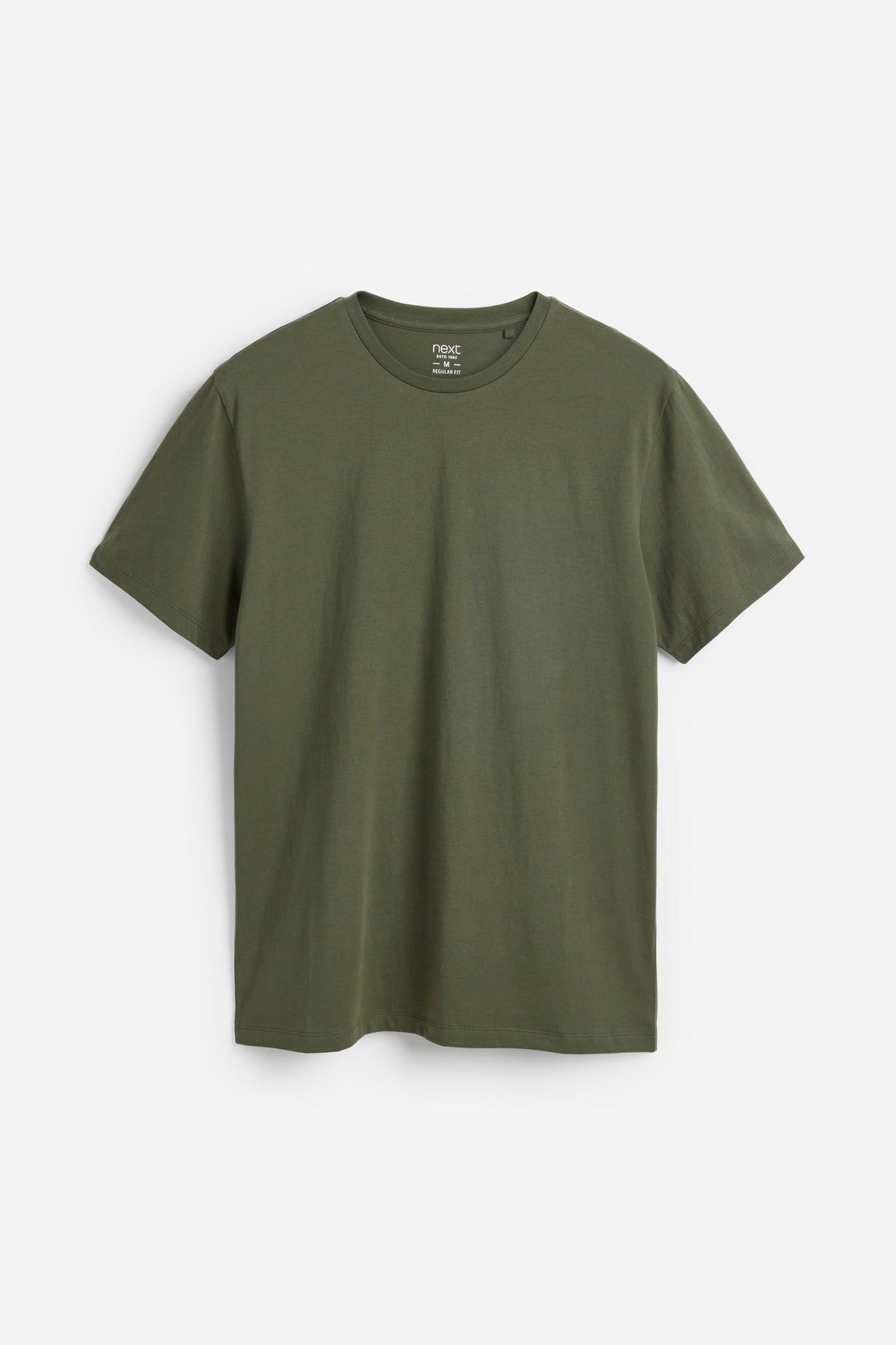 Olive green crew-neck short-sleeve T-shirt