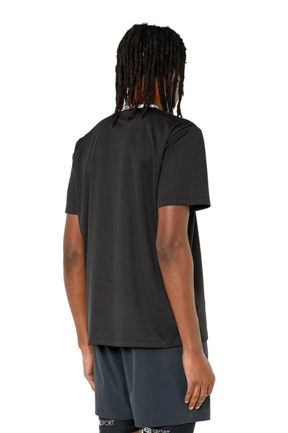 Black Diesel T-shirt back view, short sleeves and straight hem