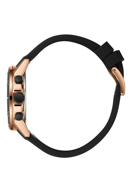 BHPC black silicone watch, rose-gold and silver-toned case with side buttons
