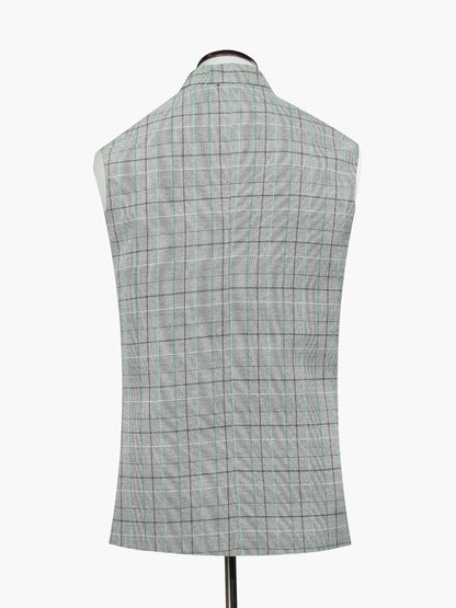 Brumano grey check sleeveless waistcoat back view with central seam