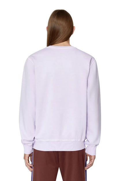 Light purple sweatshirt back view with ribbed cuffs and hem