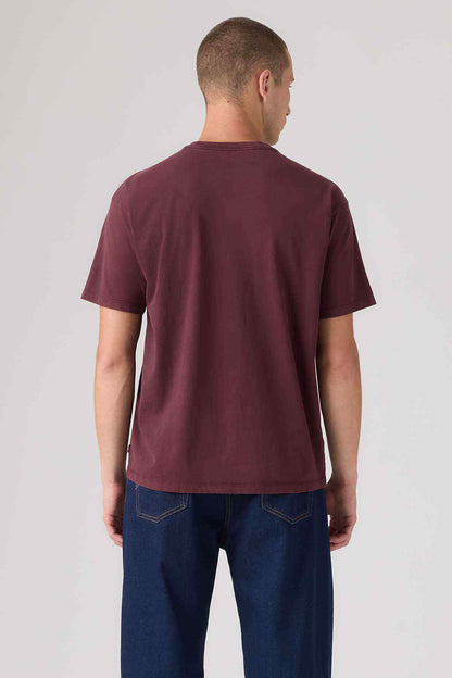 Levi's mahroon short-sleeve T-shirt, back view, crew neck