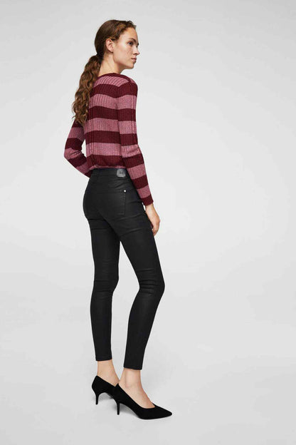 MANGO women's black slim jeans, ankle length with tapered leg and button fly