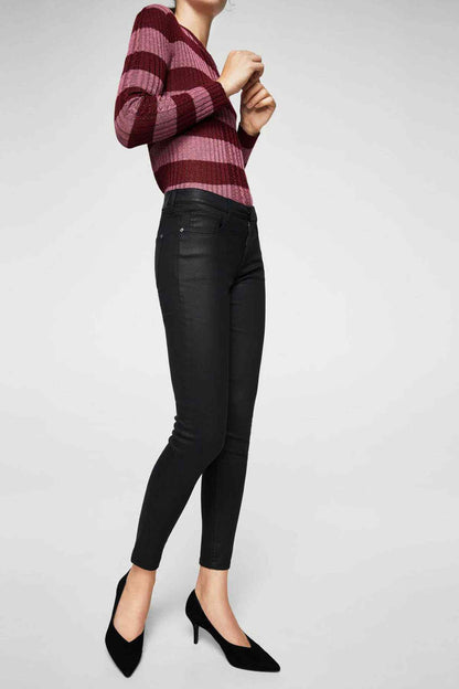 MANGO women's black skinny jeans with tapered ankle and belt loops
