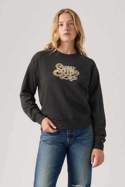 Levi's black sweatshirt with gold front logo, crew neck and long sleeves
